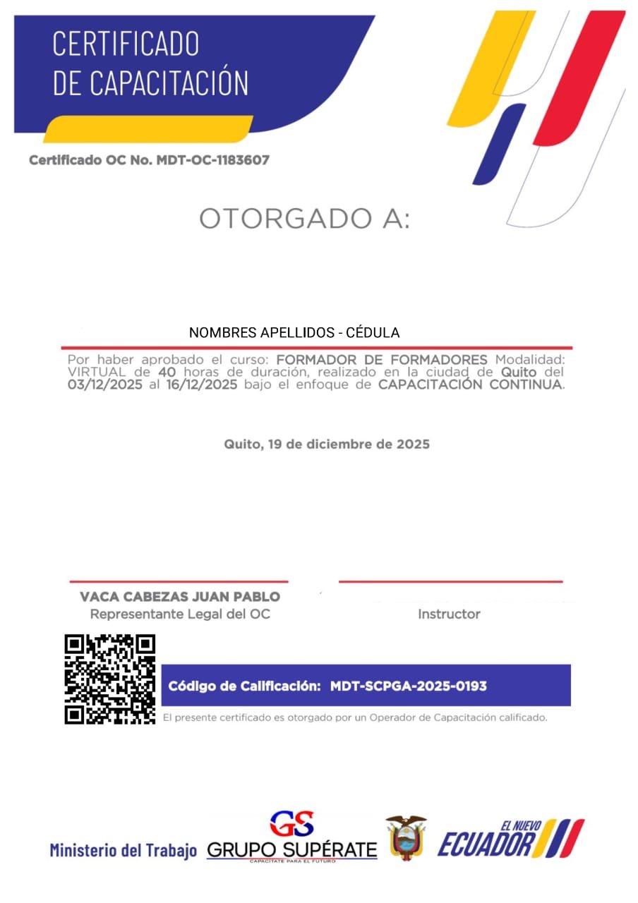 Certificado de capacitación con aval MDT